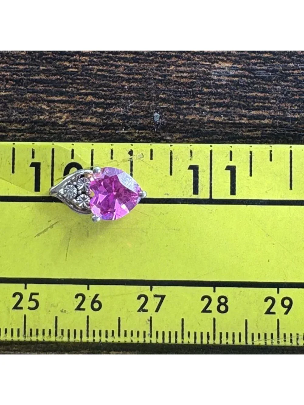 Natural Diamond & Pink CZ Heart Pendant Sterling Silver 925 Size 0.5